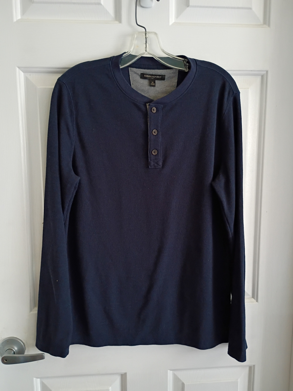 Banana Republic Men's Navy Henley Long-Sleeve Shirt